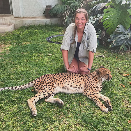 Erika with a cheetah